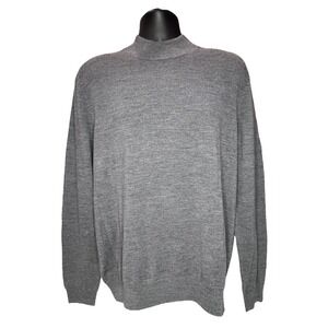 Jos A Bank‎ Traveler Mens XL Merino Wool Mock Neck Pullover Sweater Gray